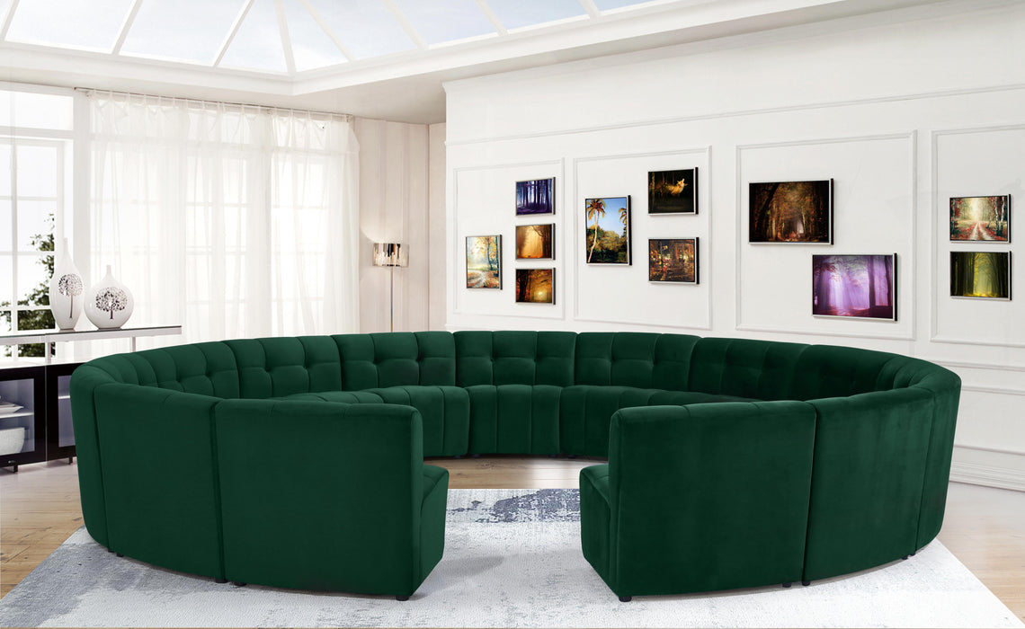 Limitless Green Velvet 15pc. Modular Sectional