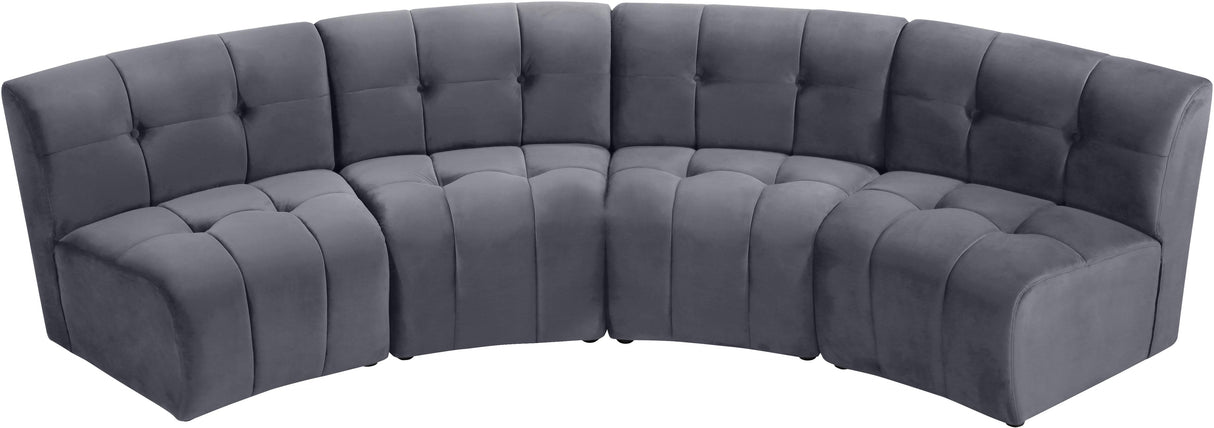 Limitless Grey Velvet 4pc. Modular Sectional