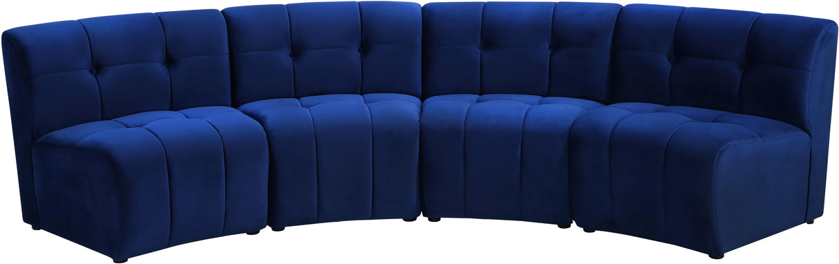 Limitless Navy Velvet 4pc. Modular Sectional