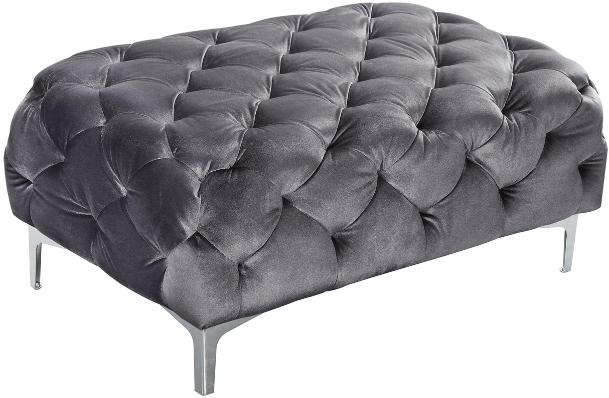 Mercer Grey Velvet Ottoman