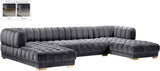 Gwen Grey Velvet 3pc. Sectional (3 Boxes)