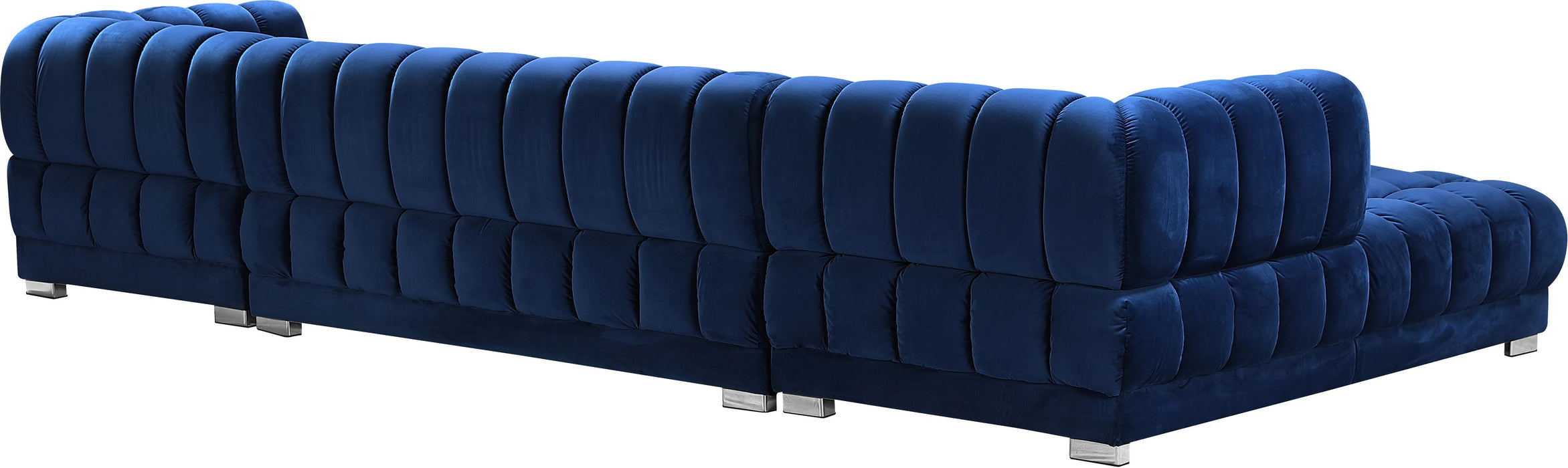 Gwen Navy Velvet 3pc. Sectional (3 Boxes)