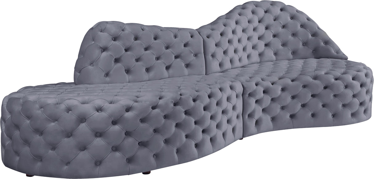 Royal Grey Velvet 2pc. Sectional