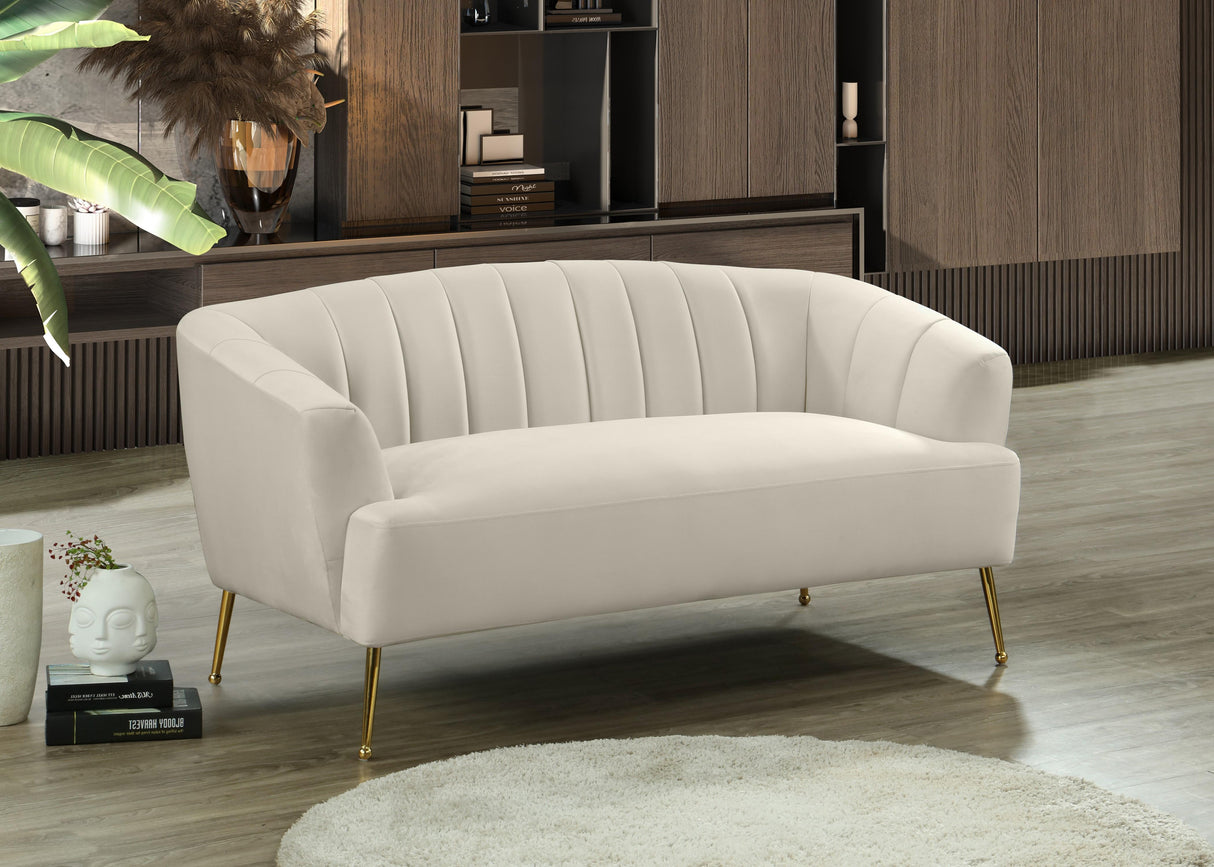 Tori Cream Velvet Loveseat