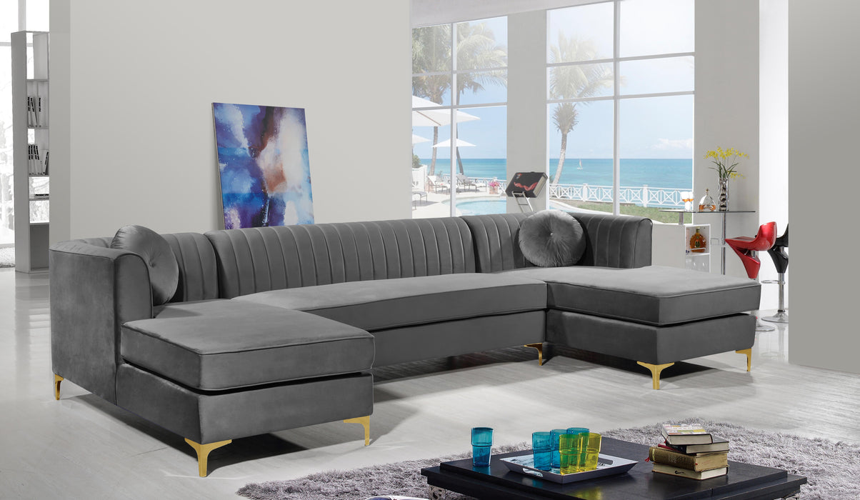 Graham Grey Velvet 3pc. Sectional