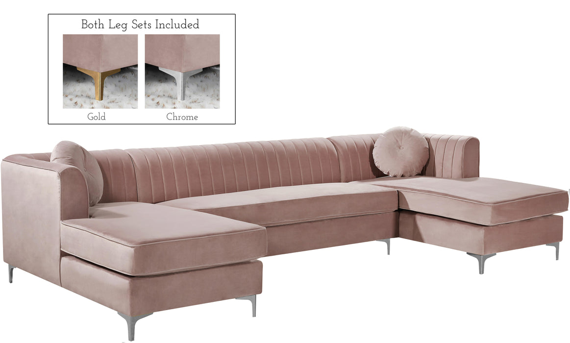 Graham Pink Velvet 3pc. Sectional