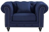 Chesterfield Navy Linen Chair