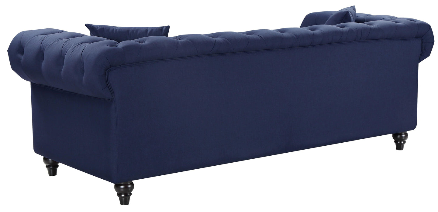 Chesterfield Navy Linen Loveseat