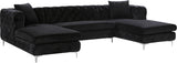Gail Black Velvet 3pc. Sectional