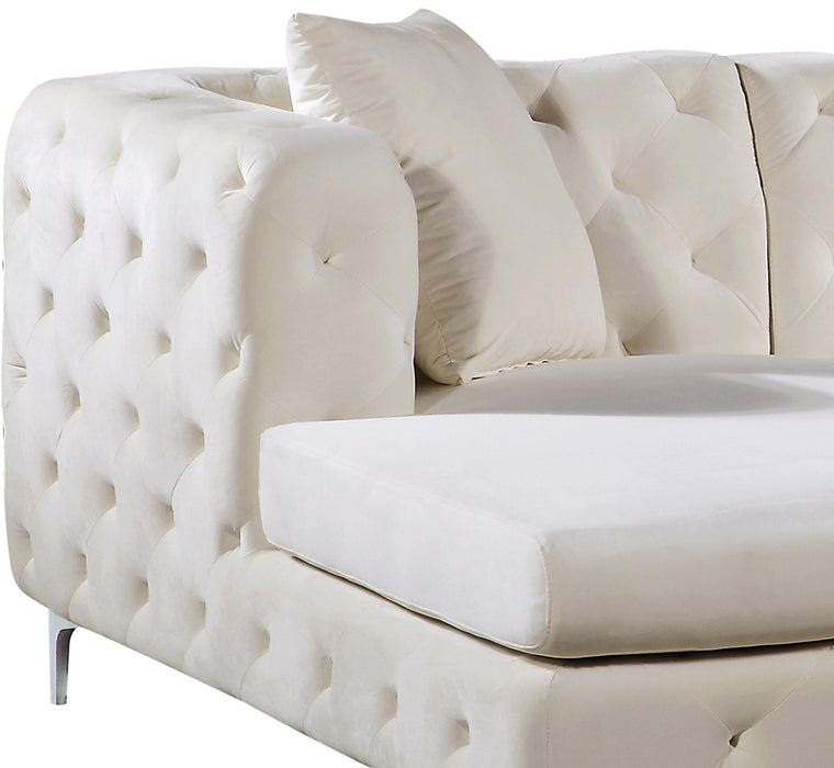 Gail Cream Velvet 3pc. Sectional