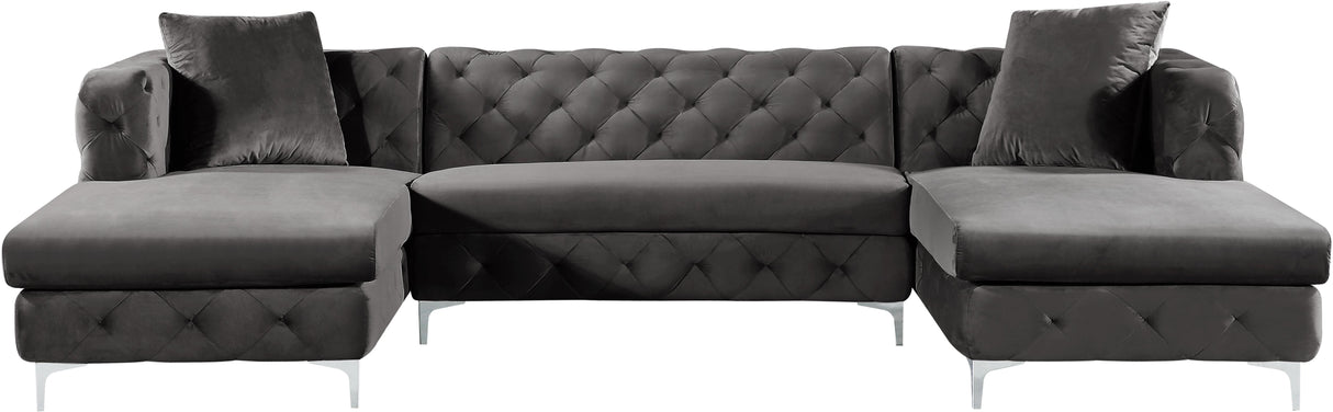 Gail Grey Velvet 3pc. Sectional
