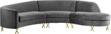 Serpentine Grey Velvet 3pc. Sectional