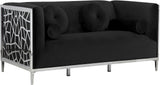 Opal Black Velvet Loveseat