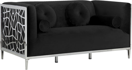 Opal Black Velvet Loveseat image