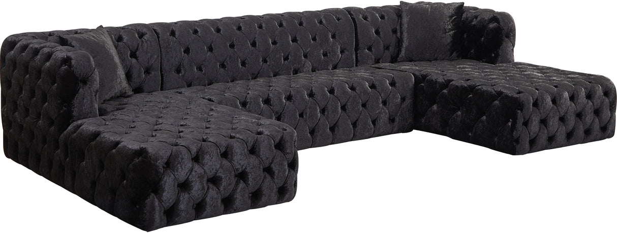 Coco Black Velvet 3pc. Sectional (3 Boxes)
