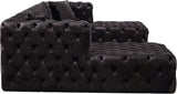 Coco Black Velvet 3pc. Sectional (3 Boxes)