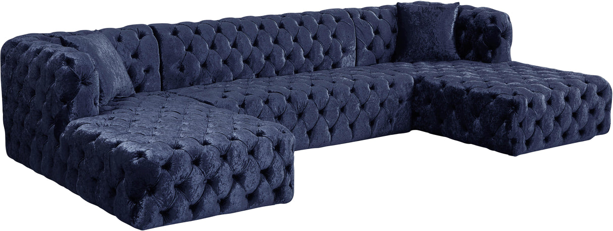 Coco Navy Velvet 3pc. Sectional (3 Boxes)