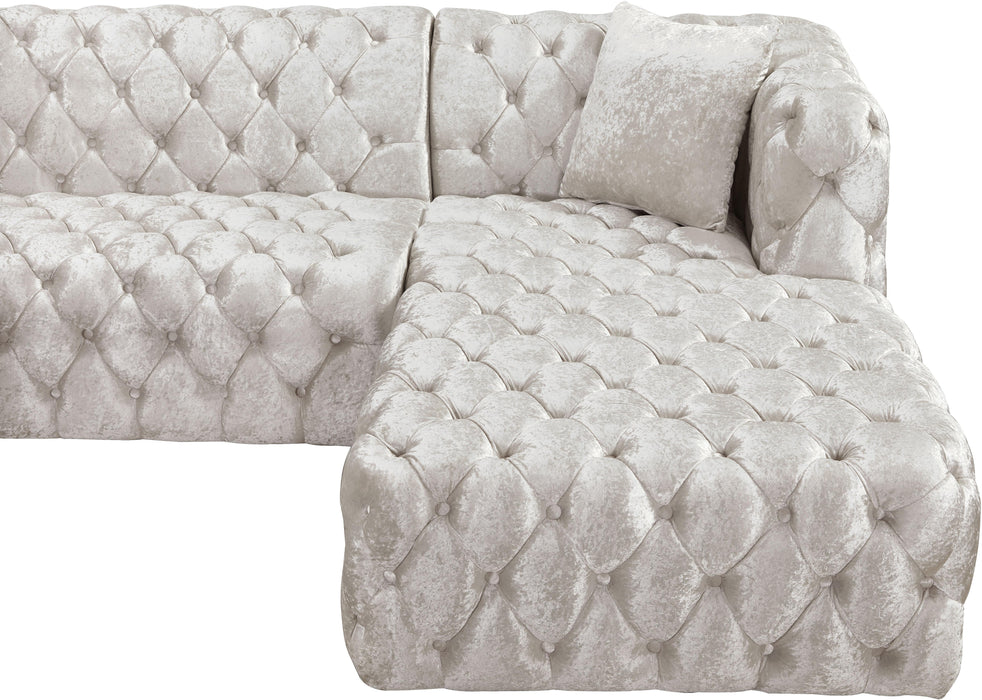 Coco White Velvet 3pc. Sectional (3 Boxes)