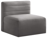 Quincy Grey Velvet Modular Armless Chair
