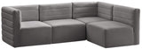 Quincy Grey Velvet Modular Sectional