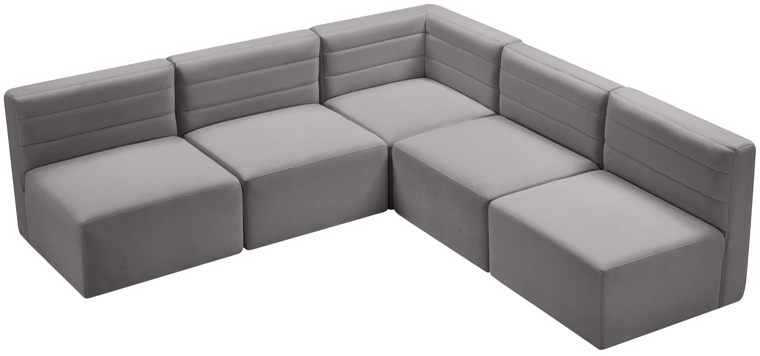 Quincy Grey Velvet Modular Sectional