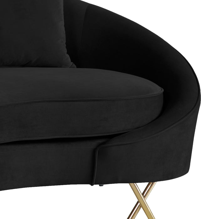 Serpentine Black Velvet Loveseat