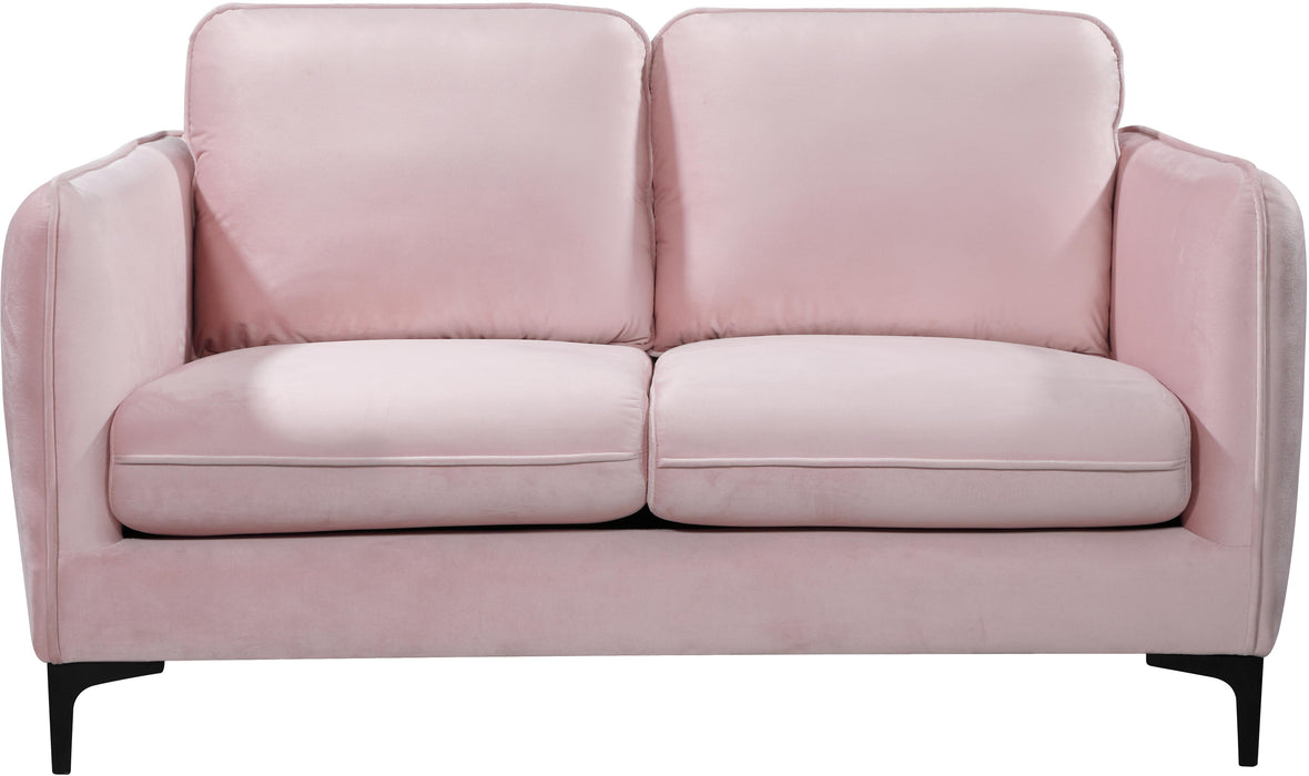 Poppy Pink Velvet Loveseat