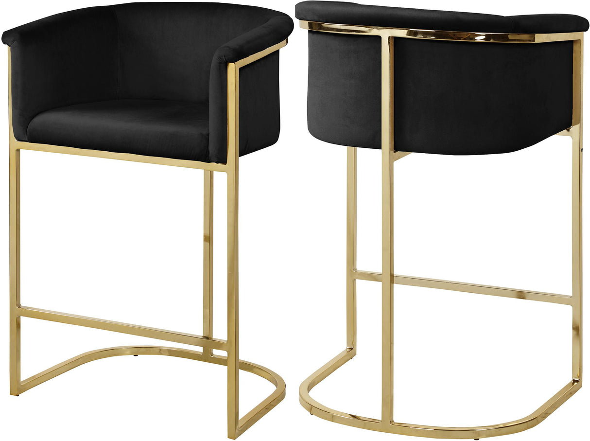 Donatella Black Velvet Stool