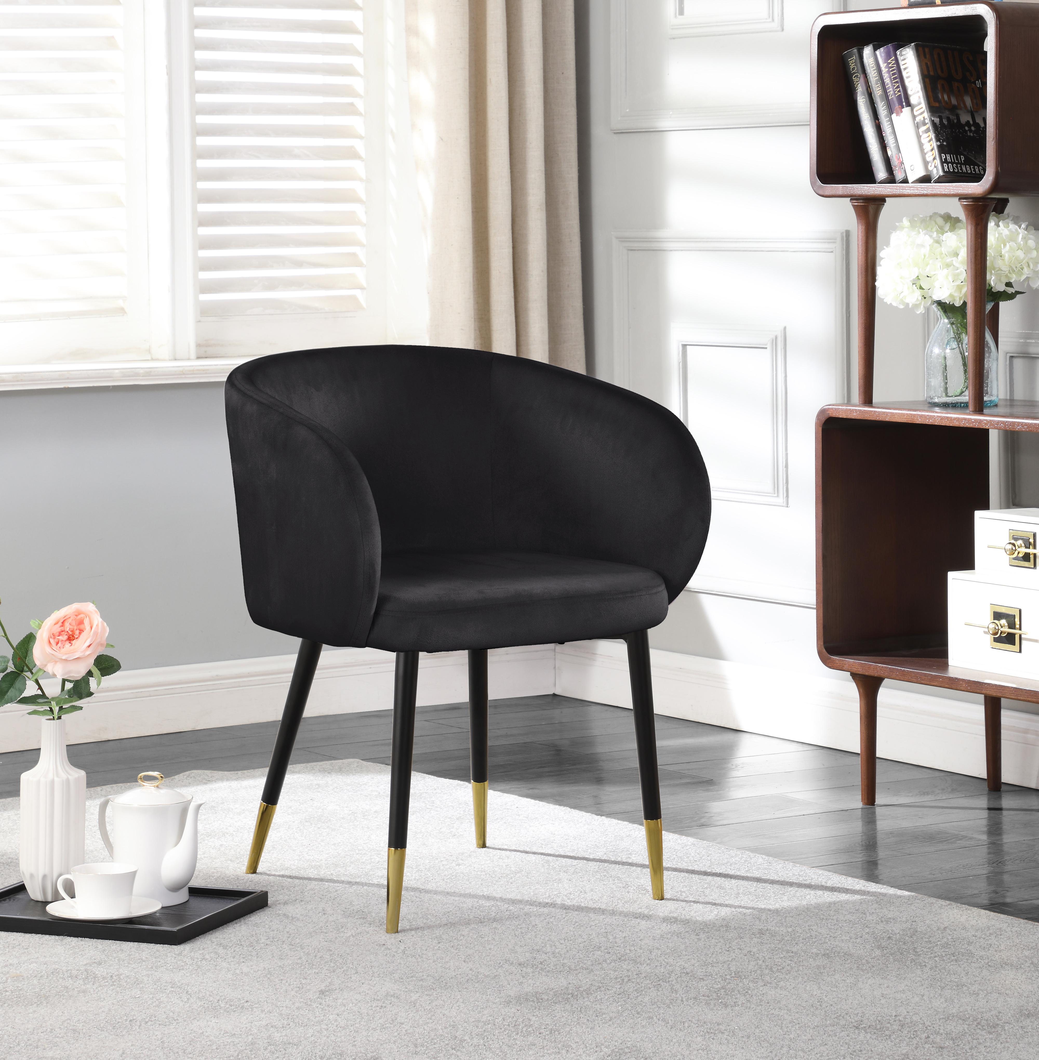 Louise Black Velvet Dining Chair - Thumbnail 5