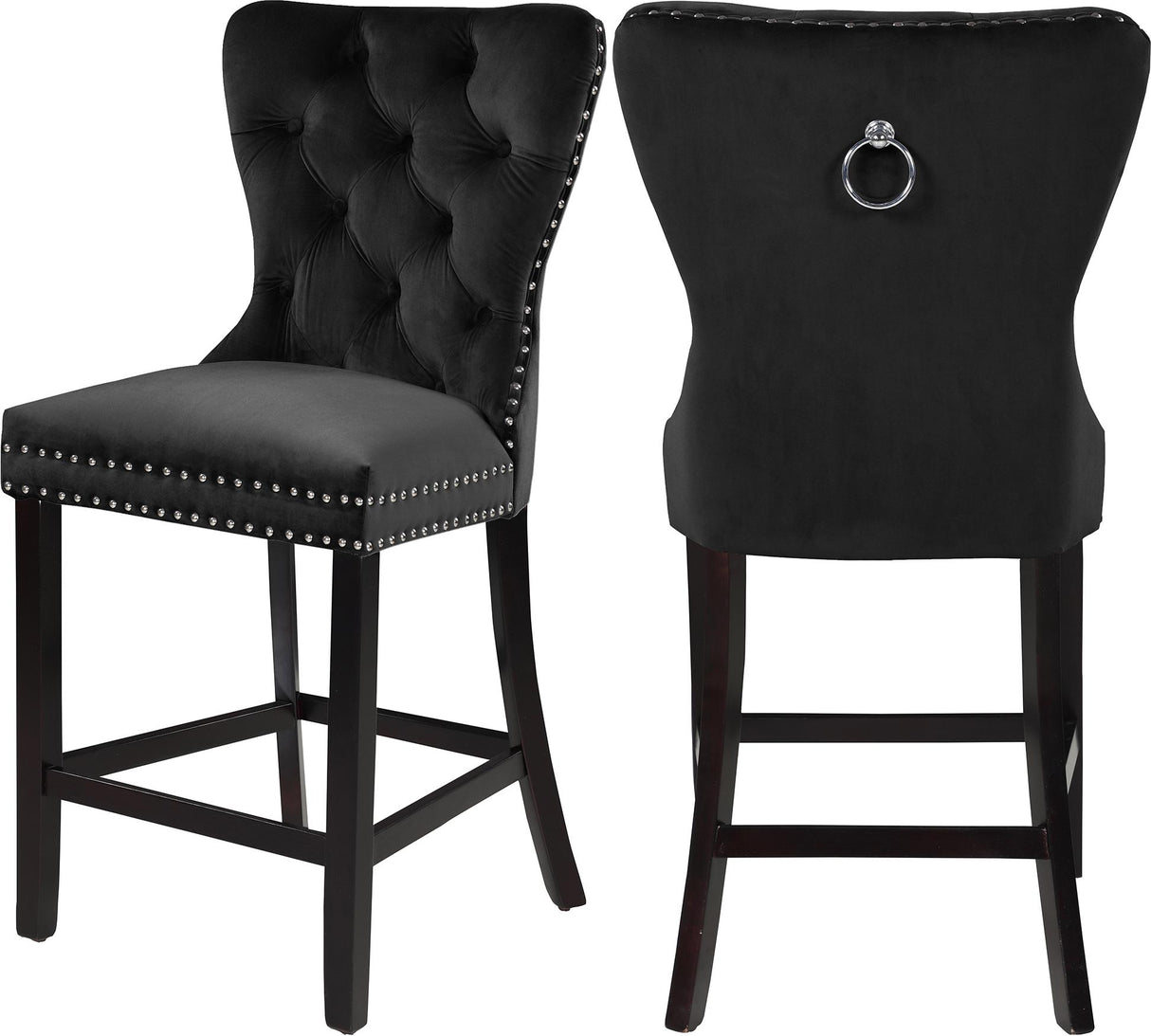 Nikki Black Velvet Stool
