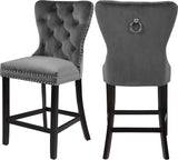 Nikki Grey Velvet Stool