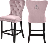 Nikki Pink Velvet Stool