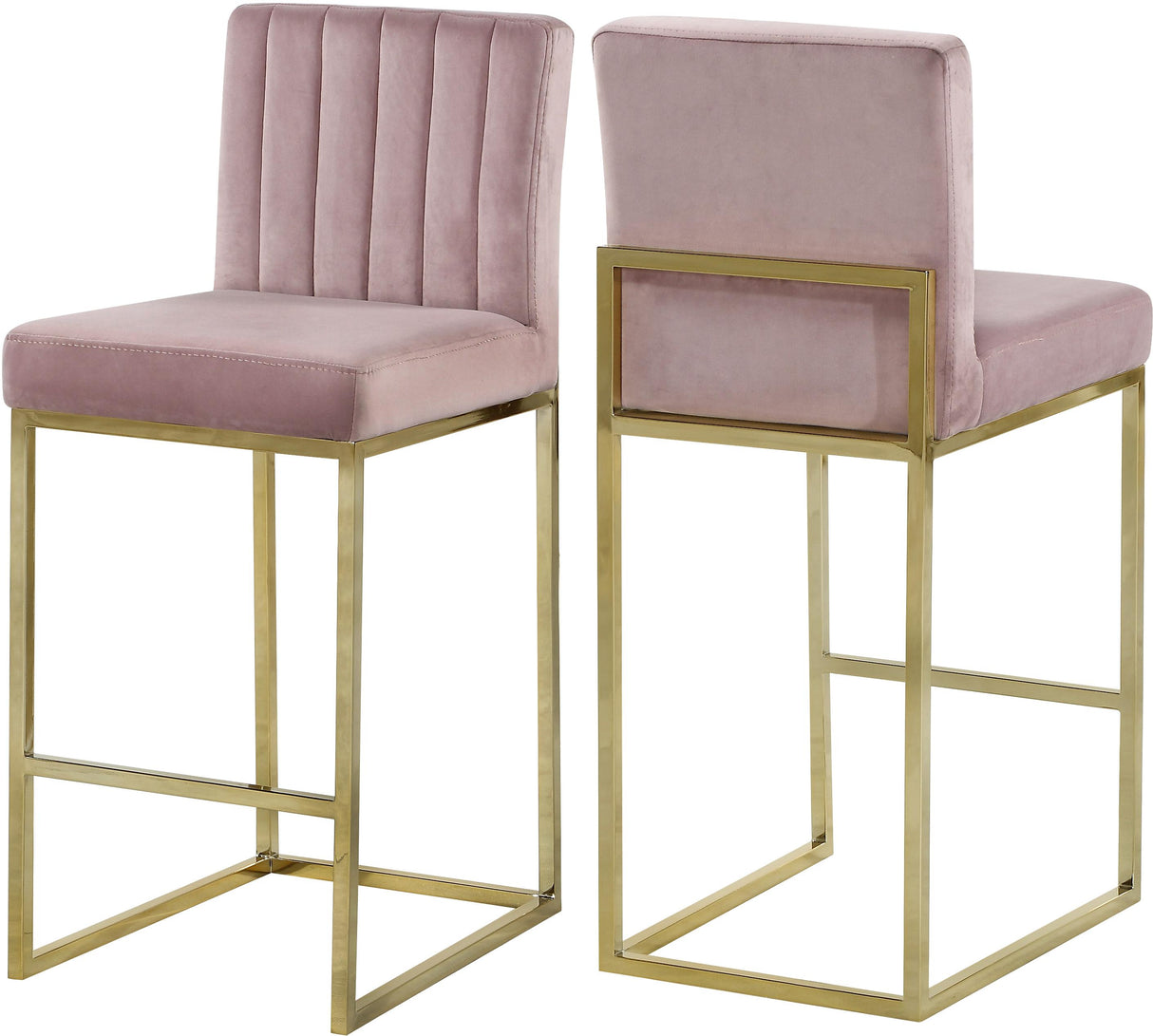 Giselle Pink Velvet Stool