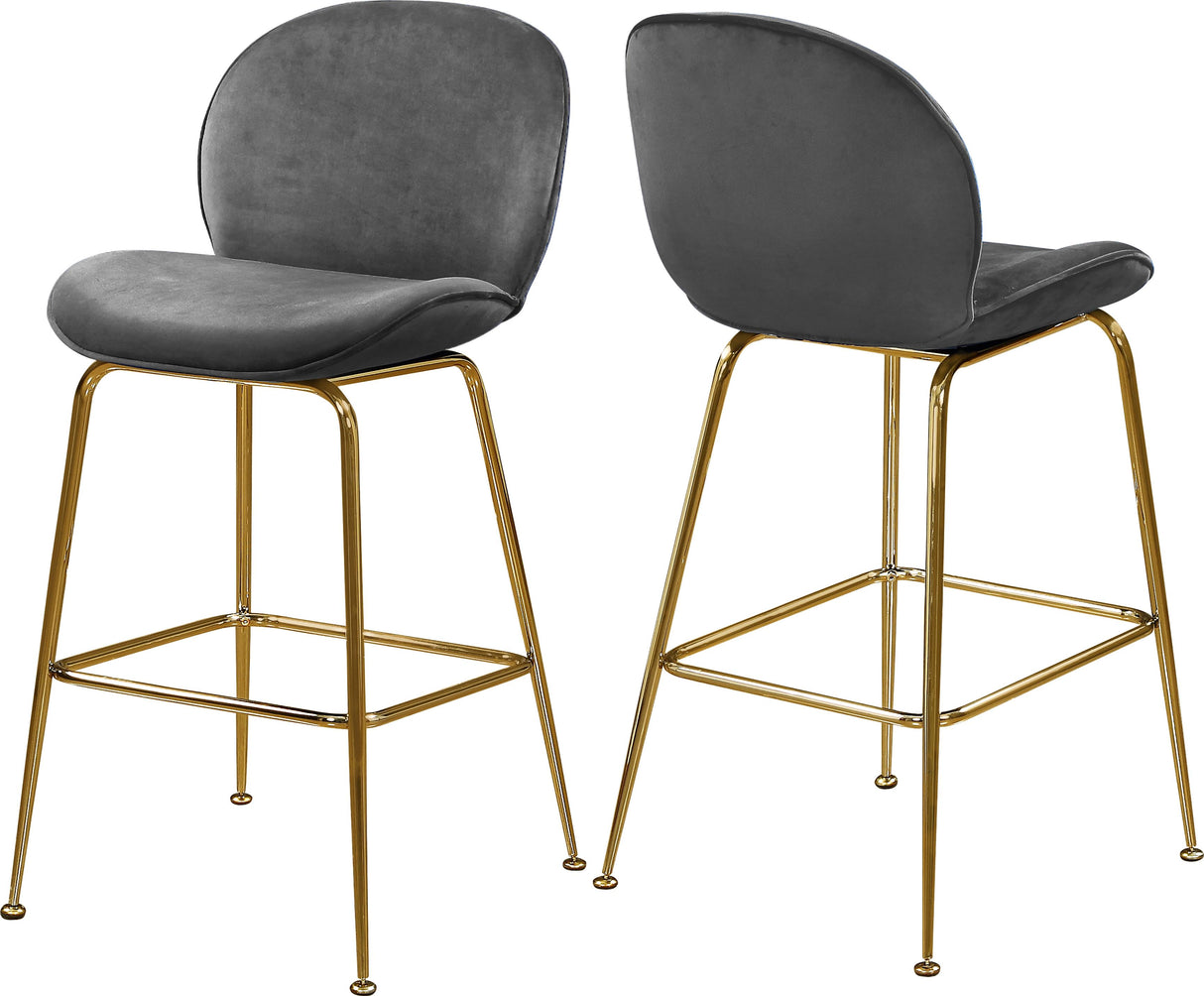 Paris Grey Velvet Stool