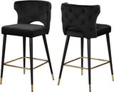 Kelly Black Velvet Stool