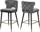 Kelly Grey Velvet Stool