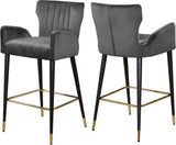 Luxe Grey Velvet Stool
