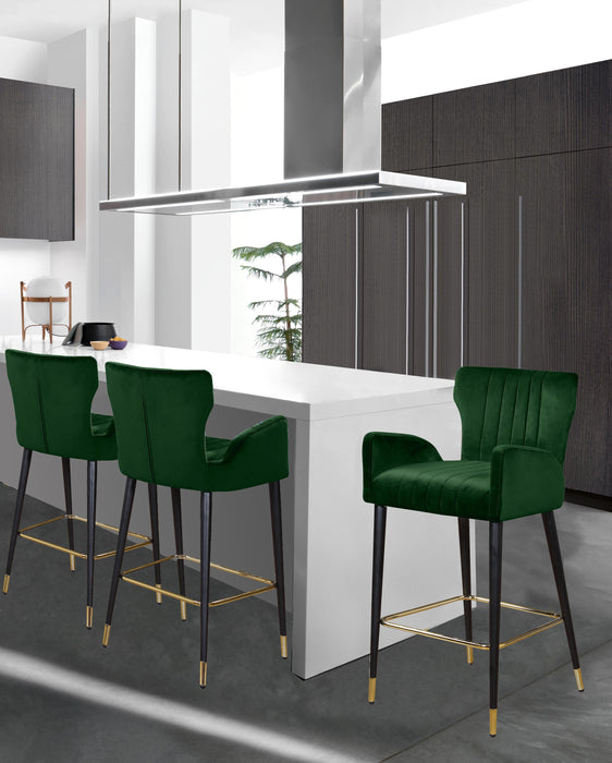 Luxe Green Velvet Stool