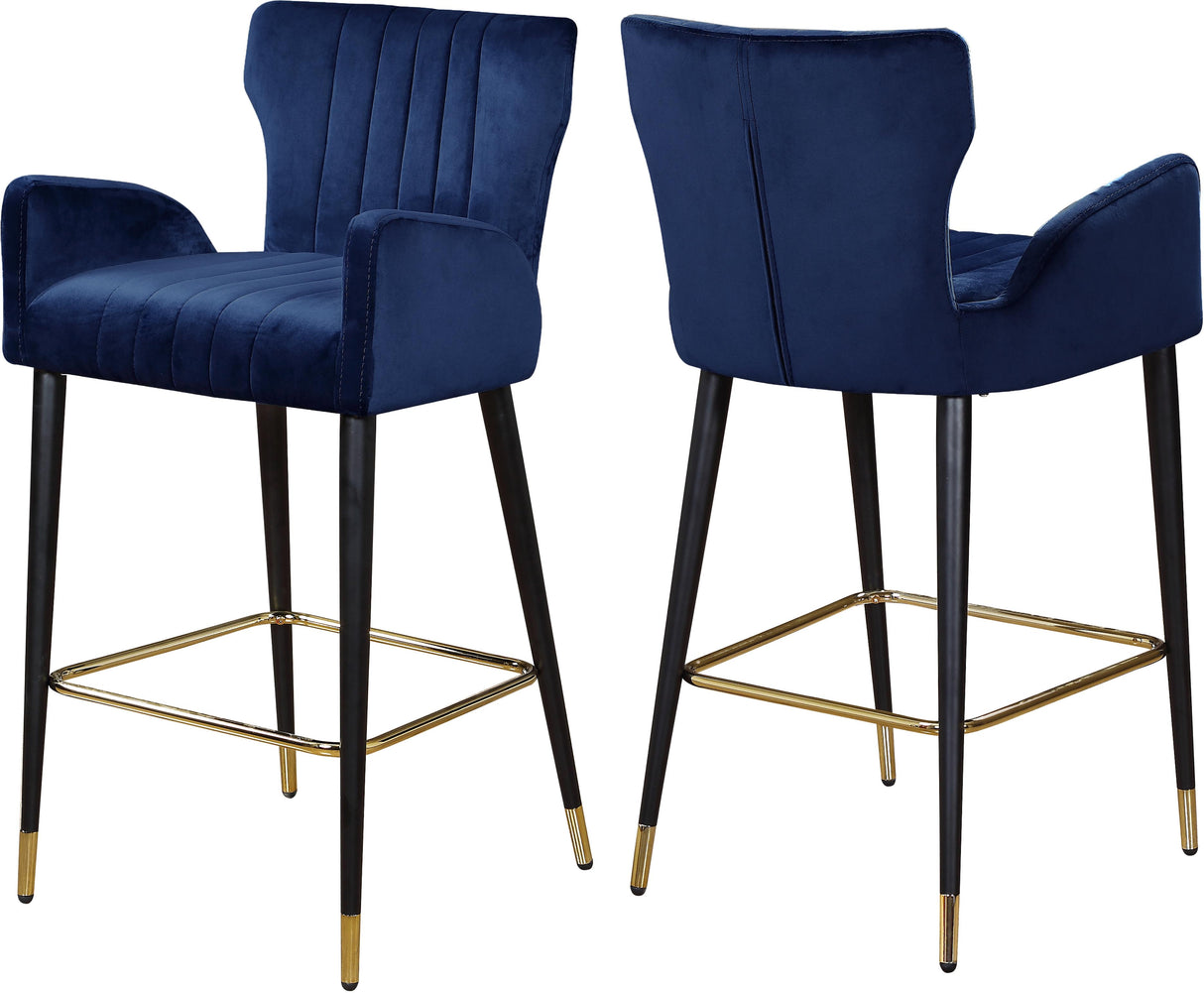 Luxe Navy Velvet Stool