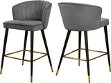 Cassie Grey Velvet Stool