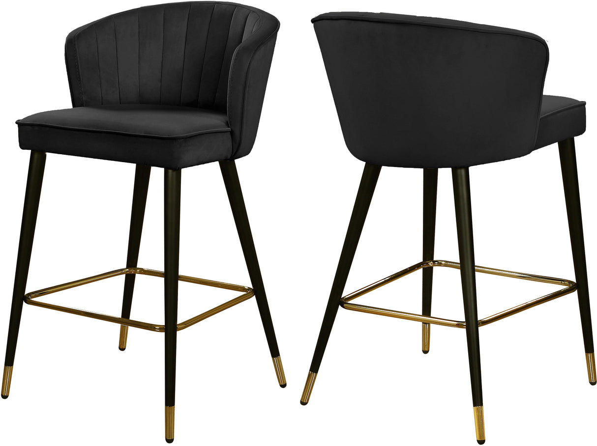 Cassie Black Velvet Stool