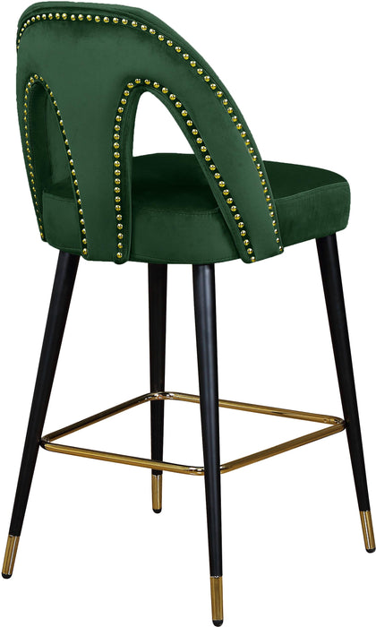 Akoya Green Velvet Stool