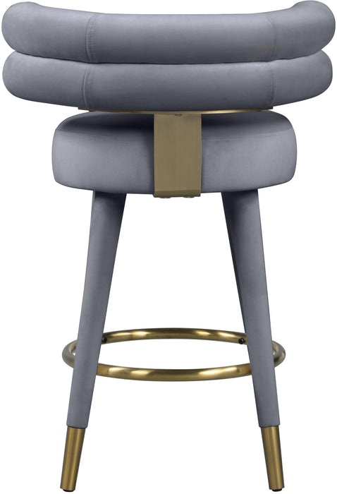 Fitzroy Grey Velvet Counter Stool