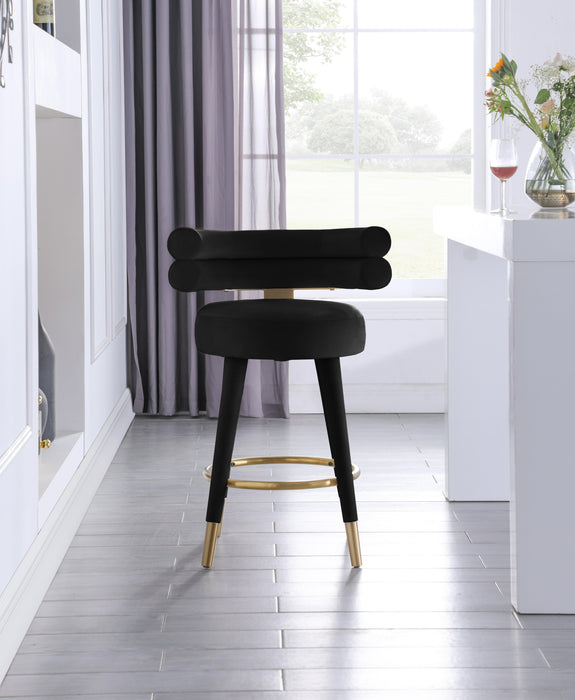 Fitzroy Black Velvet Counter Stool