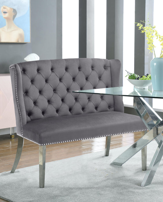 Suri Grey Velvet Settee Bench