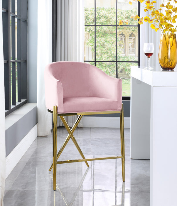 Xavier Pink Velvet Counter Stool