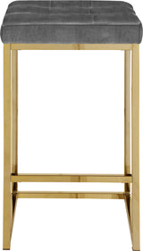 Nicola Grey Velvet Stool