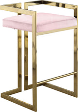 Ezra Pink Velvet Stool