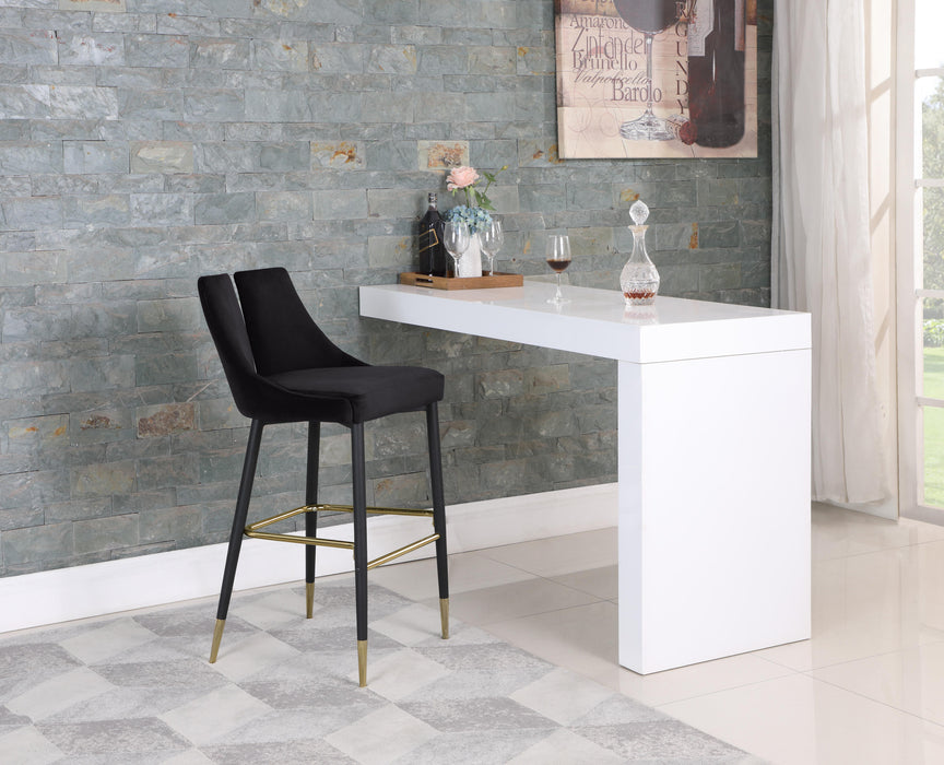 Sleek Black Velvet Stool