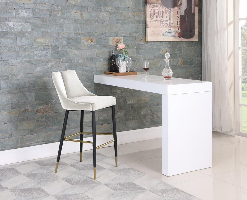 Sleek Cream Velvet Stool